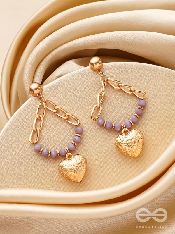The Lilac Love- Golden Embellished Earrings