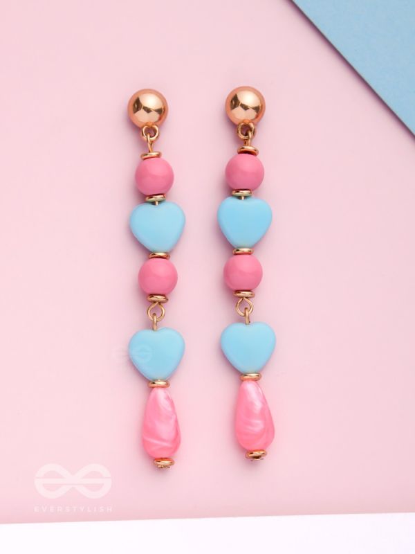 Tug at Heartstrings- Golden Embellished Earrings