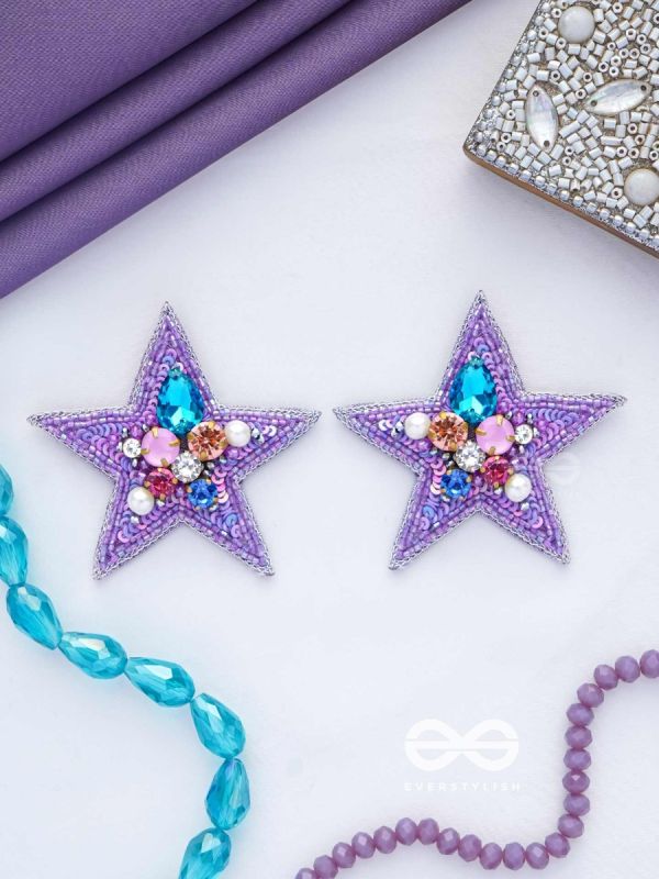 Tvish - The Stellar Sparkler - Stones, Sequins And Cutdana Hand Embroidered Earrings