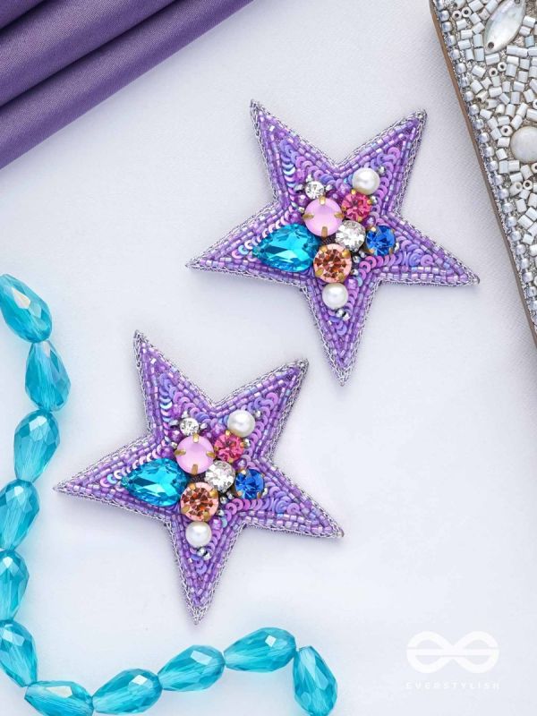 Tvish - The Stellar Sparkler - Stones, Sequins And Cutdana Hand Embroidered Earrings