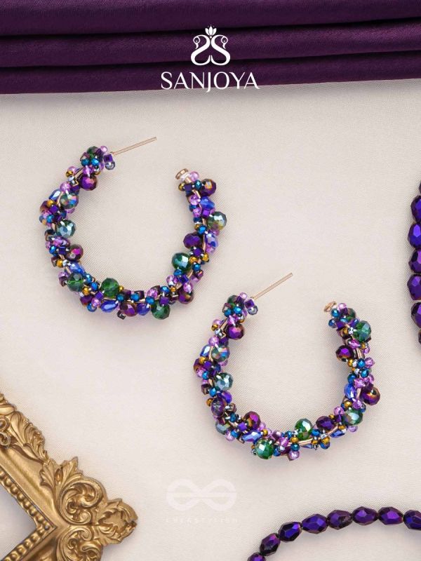 Aarksha- The Radiant Constellation- Glass Beads Embroidered Earrings