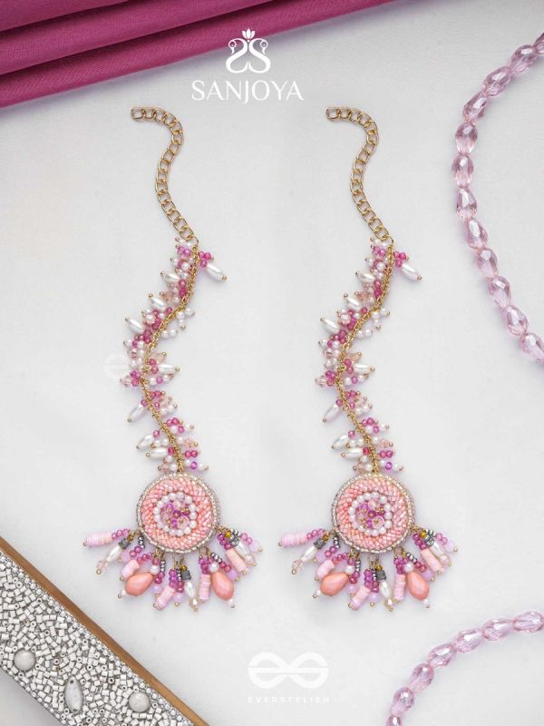 Priyaala- The Flower Vine- Pearls & Sequins Embroidered Chain Earrings