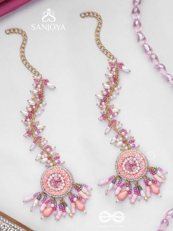 Priyaala- The Flower Vine- Pearls & Sequins Embroidered Chain Earrings