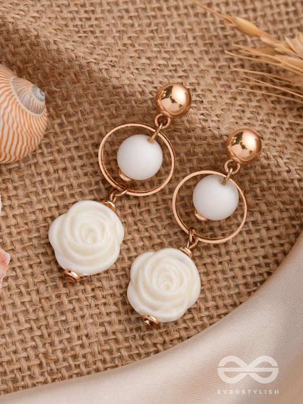 The Snowy Rose- Golden Embellished Earrings