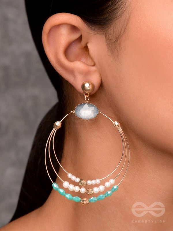 The Lunar Loops- Golden Embellished Earrings