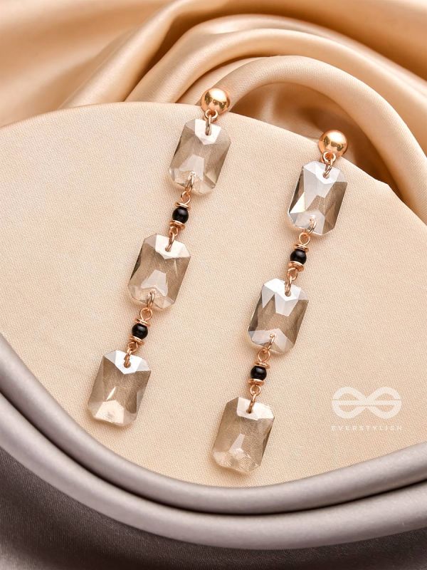 The Charcoal Charm- Golden Embellished Earrings