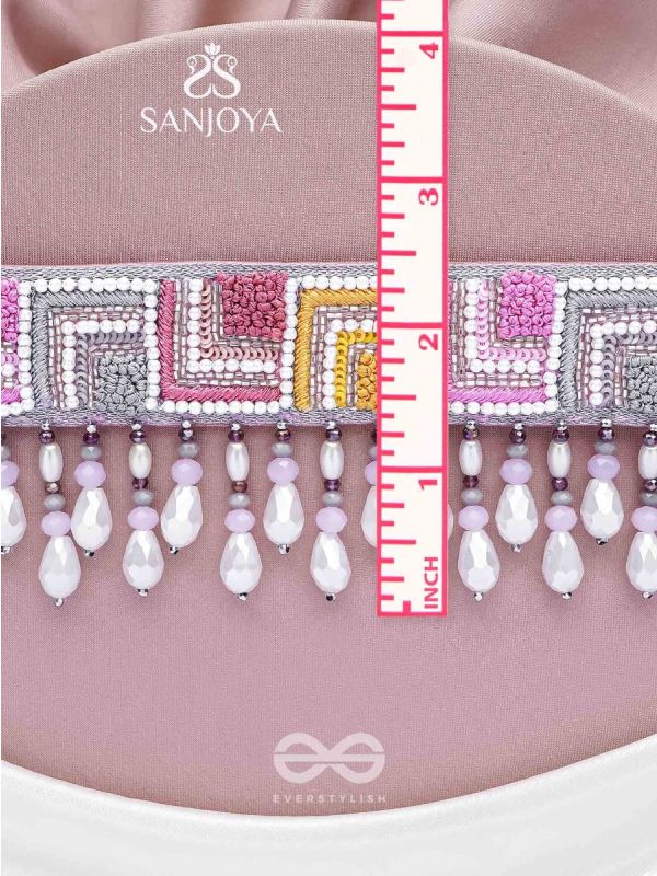 Karmuka - The Jazzy Rainbow - Resham, Beads And Glass Drops Hand Embroidered Choker Neckpiece