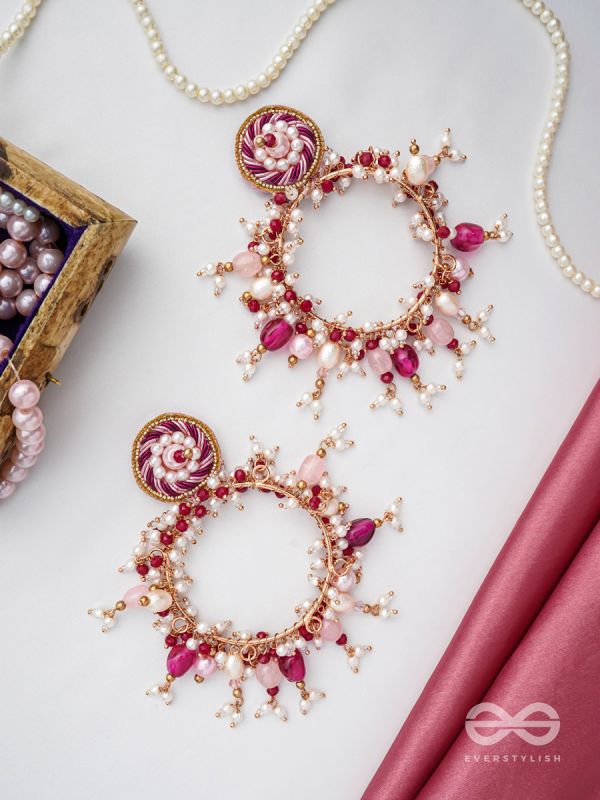 Ardramani - The Fiery Embers - Dabka And Glass Beads Hand Embroidered Earrings