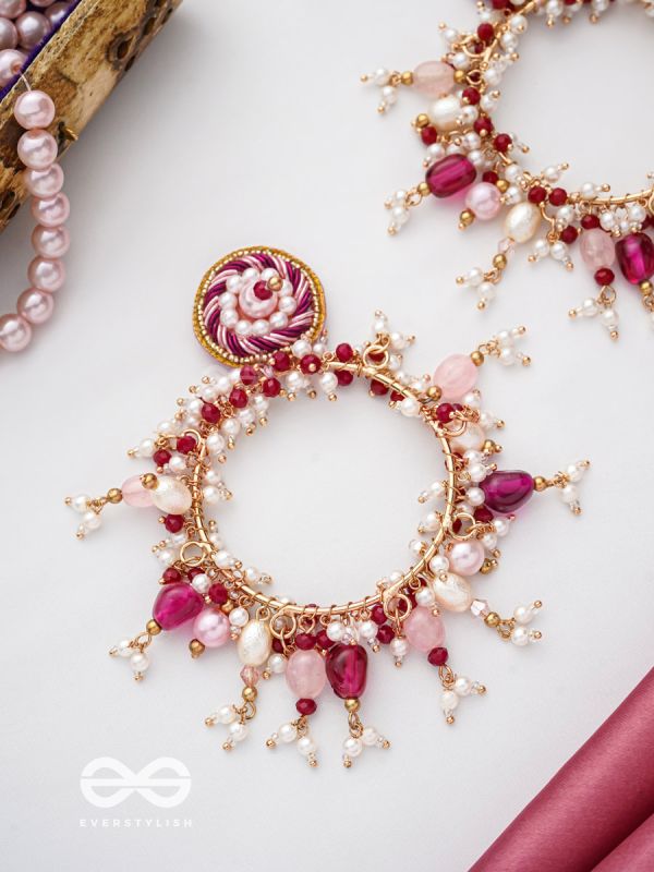 Ardramani - The Fiery Embers - Dabka And Glass Beads Hand Embroidered Earrings