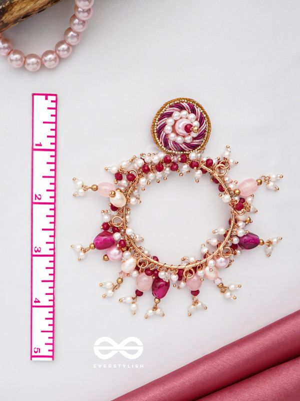 Ardramani - The Fiery Embers - Dabka And Glass Beads Hand Embroidered Earrings