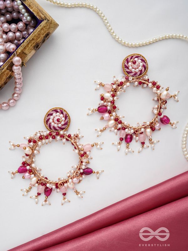 Ardramani - The Fiery Embers - Dabka And Glass Beads Hand Embroidered Earrings