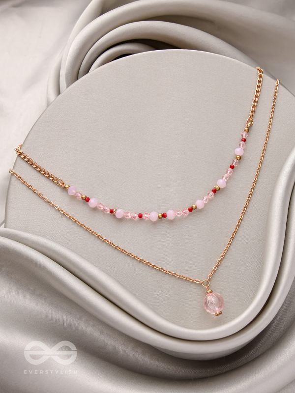 The Rosy Rosettes - Golden Beaded Layered Necklace With Anti-Tarnish Coating 