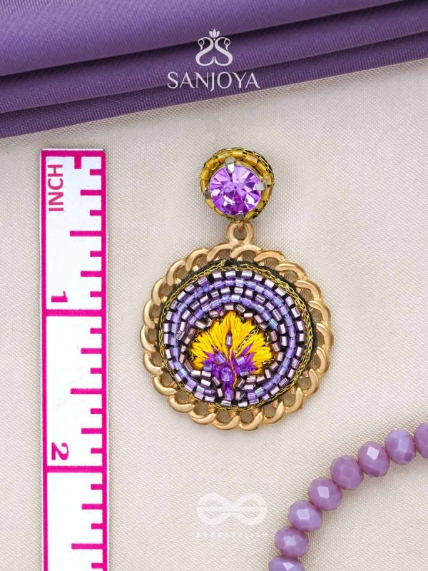 PARIJATA - THE CELESTIAL FLOWER - RESHAM AND STONE EMBROIDERED EARRINGS