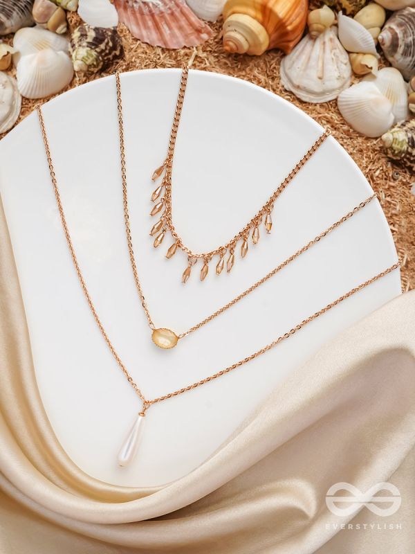 The Reality Stone -  Golden Layered Necklace  With Anti-Tarnish Coating 