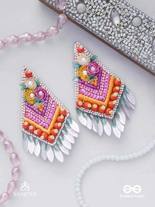 Kavisha - The Masterpiece - Pearls, Sequins And Beads Hand Embroidered Earrings (Multicolor)