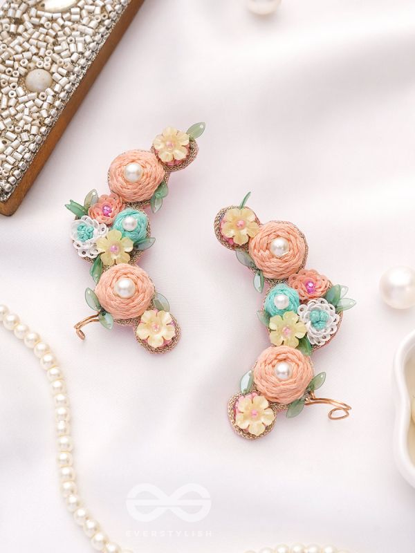 Meghamala - The Garland Of Clouds - Sequins, Beads, Pearls And Resham Hand Embroidered Earrings