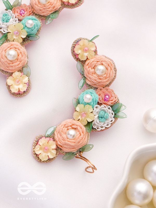 Meghamala - The Garland Of Clouds - Sequins, Beads, Pearls And Resham Hand Embroidered Earrings