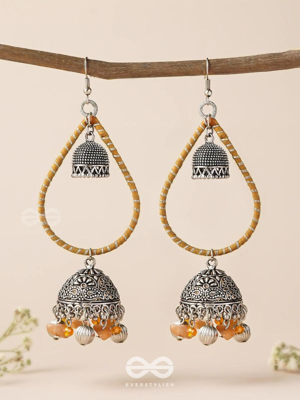 THE SUNLIT DROPS  - OXIDISED EMBELLISHED EARRINGS