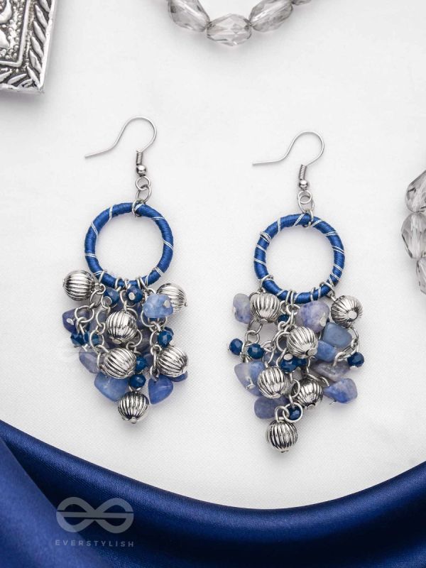 THE SAPHIRE GARDEN - WRAPPED WITH SILK THREAD DROP EARRINGS