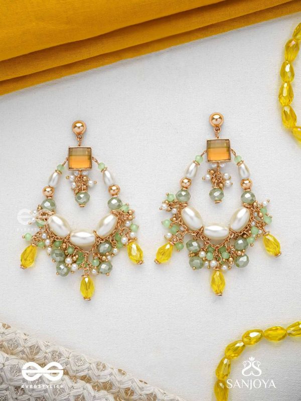 Vibhaati - The Minty Sparklers - Statement Gold And Green Embellished Earrings