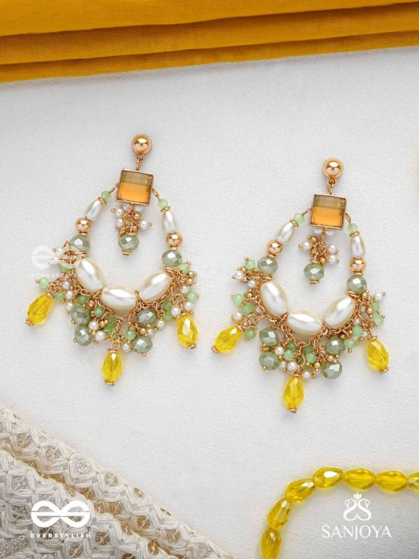 Vibhaati - The Minty Sparklers - Statement Gold And Green Embellished Earrings