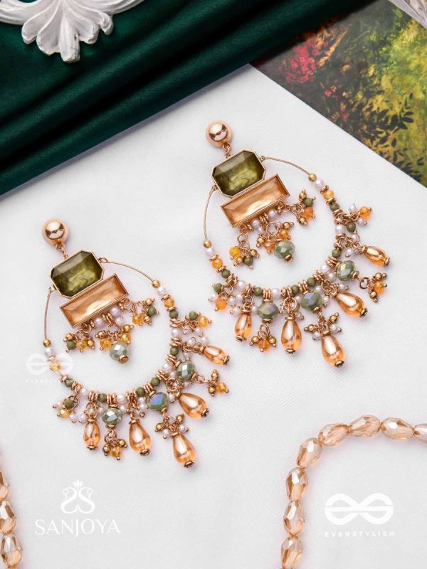 Abhivivas - The Shining Beauties - Statement Golden Embellished Earrings 