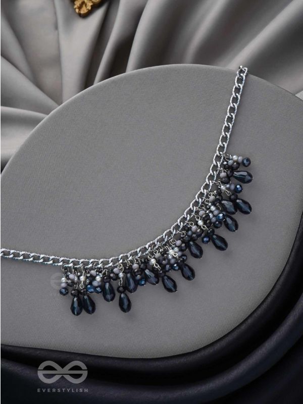 THE CHARMING NIGHTS- BLACK AND SILVER DROP NECKPIECE