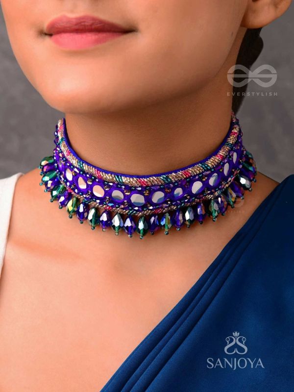 Edhas - The Luminous Radiance - Mirror, Beads And Cutdana Hand Embroidered Neckpiece