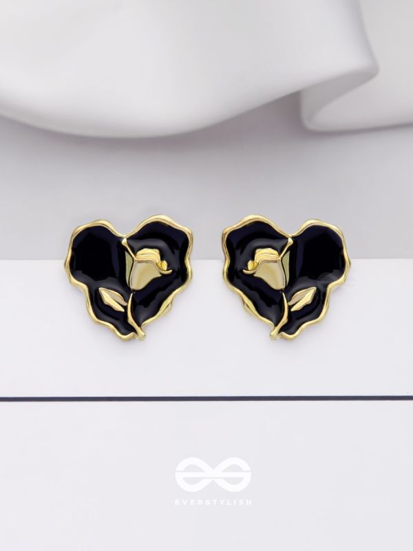 YOUR DARK LOVE- GOLDEN ENAMELLED STUDS (BLACK)