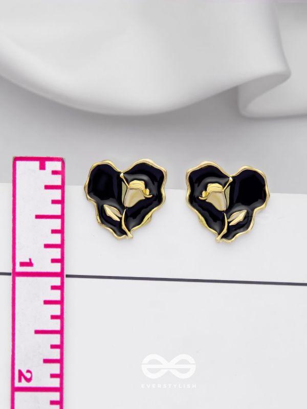 YOUR DARK LOVE- GOLDEN ENAMELLED STUDS (BLACK)
