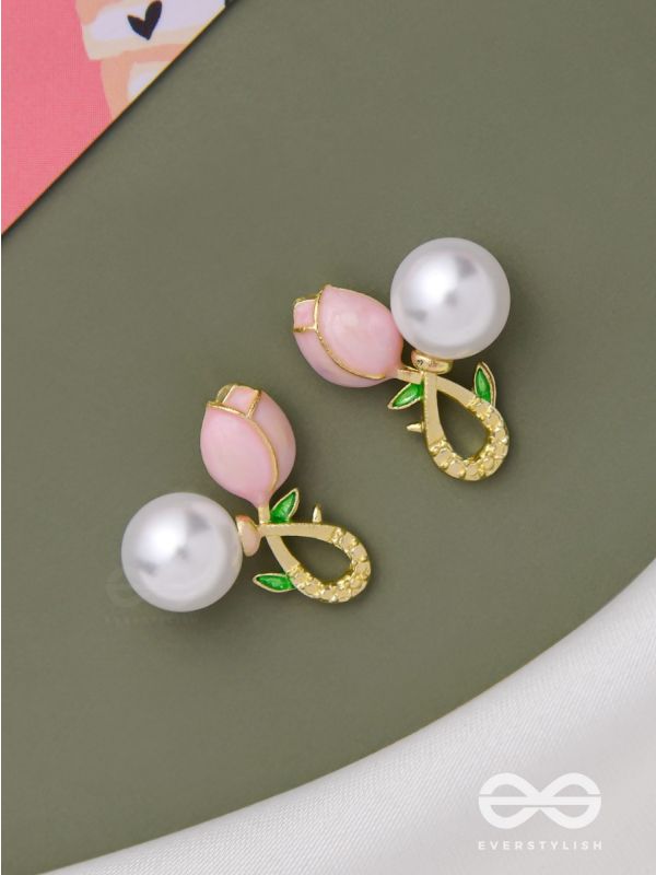 BUDDING PEARLS - PINK AND GOLDEN STUDS