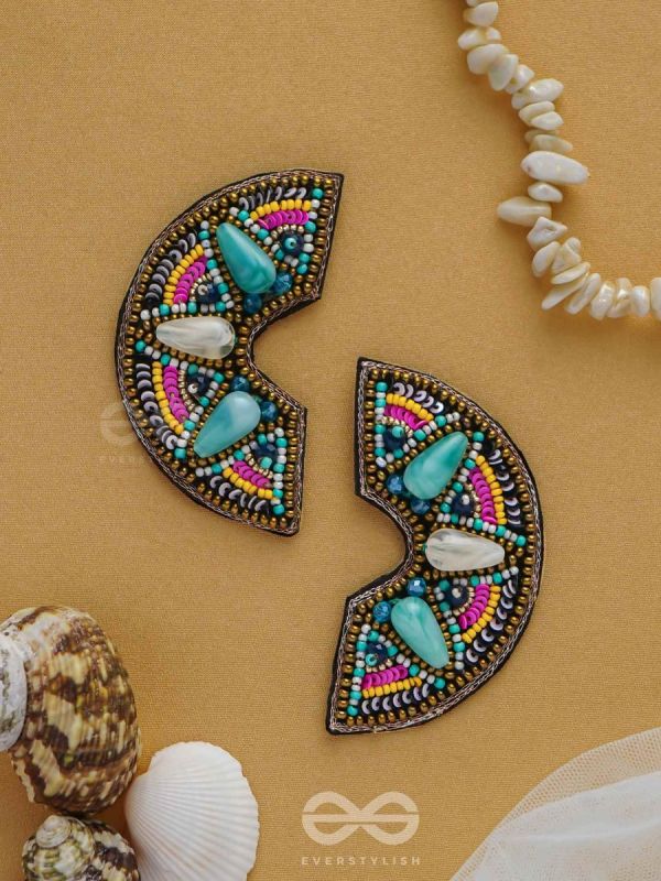 PARIDYUDHI - THE OCEAN WHISPERS - SEQUINS, BEADS, AND MARBLE DROP EMBROIDERED EARRINGS (MULTICOLOR)