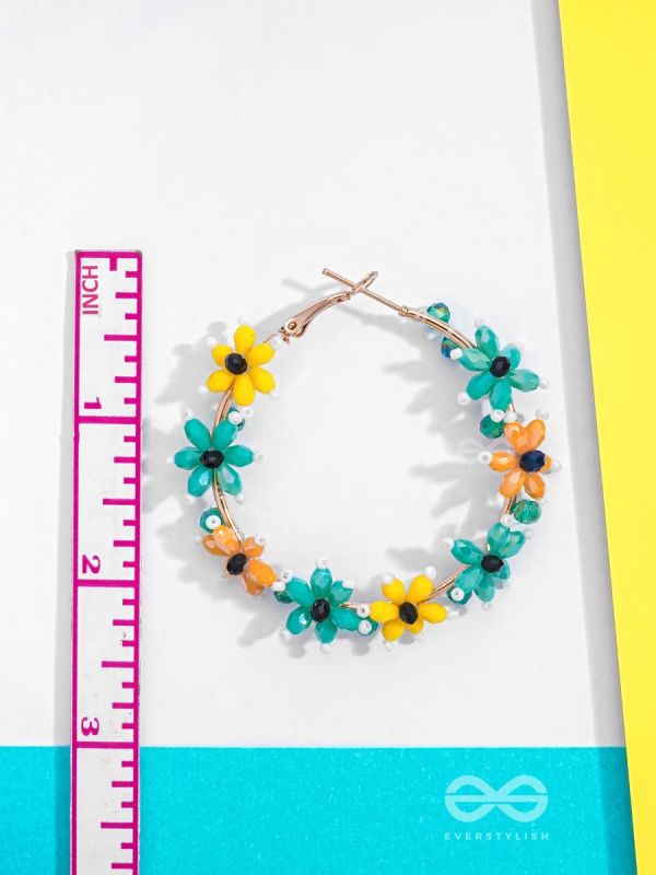 Spring's Escape - Floral Hoop Earrings