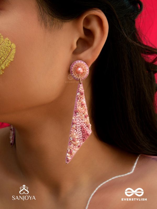 Dviguna - The Sleek Splendor - Cutdana, Resham And Sequins Hand Embroidered Earrings