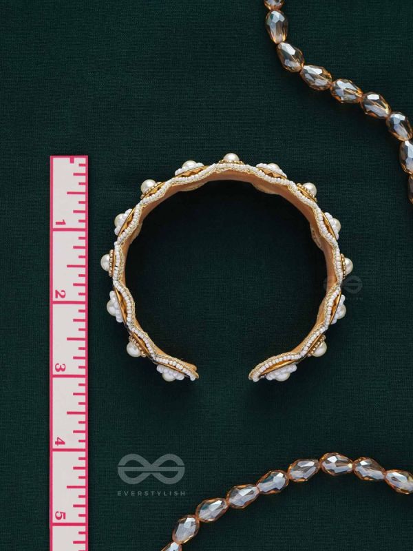 AYUDHA - THE IVORY SHINE - PEARLS AND BEADS EMBROIDERED BANGLES (SET OF 2)