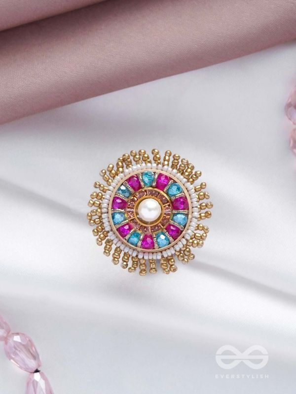 UPARATI - REFLECTION OF CALMNESS - BEADS AND PEARLS EMBROIDERED RING (MULTICOLOR)
