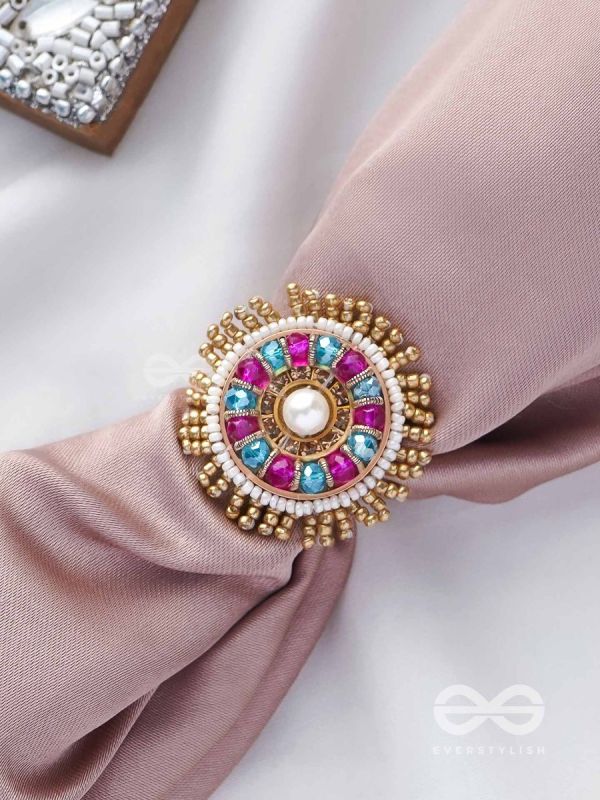 UPARATI - REFLECTION OF CALMNESS - BEADS AND PEARLS EMBROIDERED RING (MULTICOLOR)