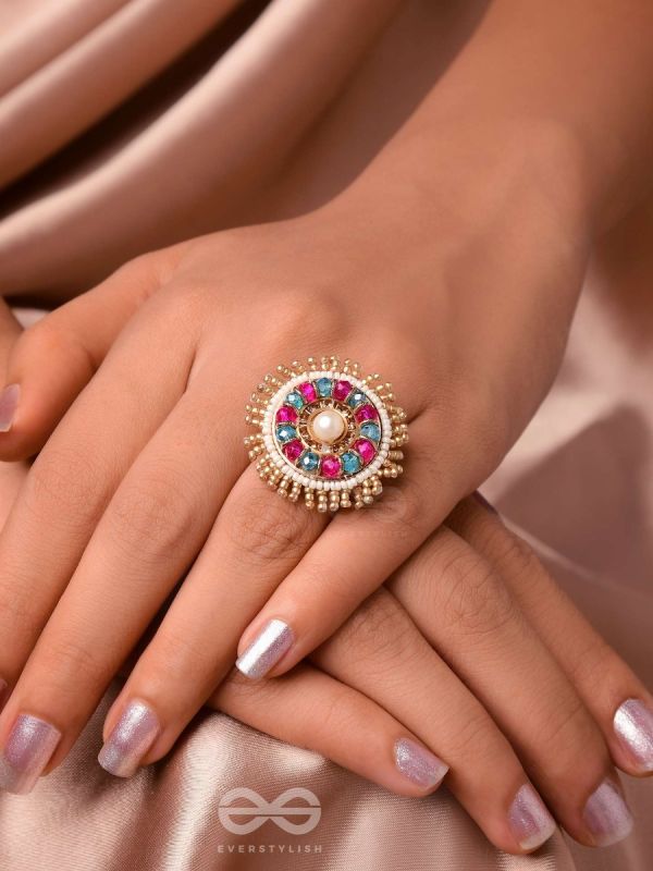 UPARATI - REFLECTION OF CALMNESS - BEADS AND PEARLS EMBROIDERED RING (MULTICOLOR)