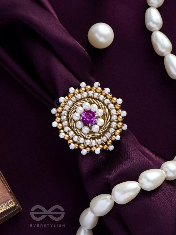 Kimbila - A Sweet Bud - Beads, Dabka And Stone Hand Embroidered Ring
