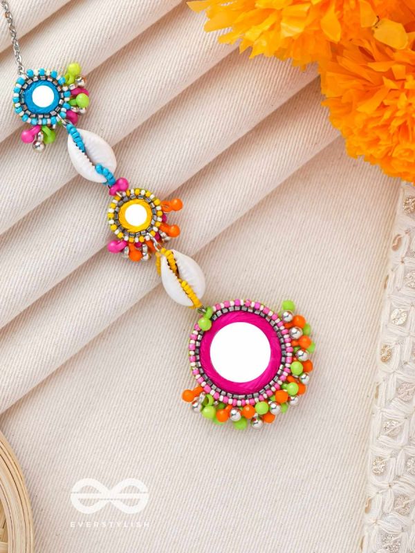 PRATIMITA - BEAUTY IN MIRROR - SHELL, BEADS AND MIRROR EMBROIDERED MAANGTIKA