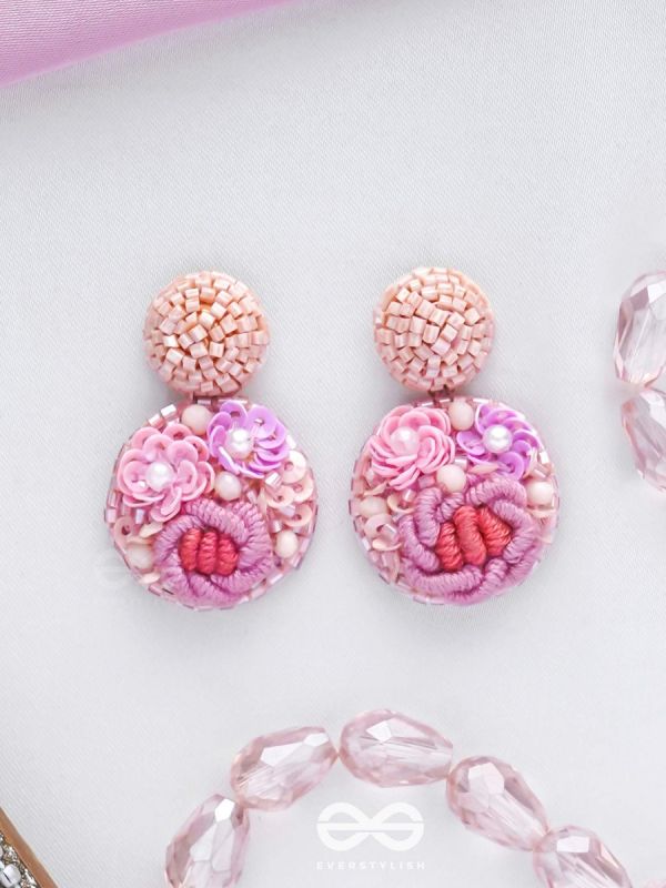 Pushpayita - Adorned With Flowers - Sequins, Cutdana, Resham And Beads Hand Embroidered Earrings