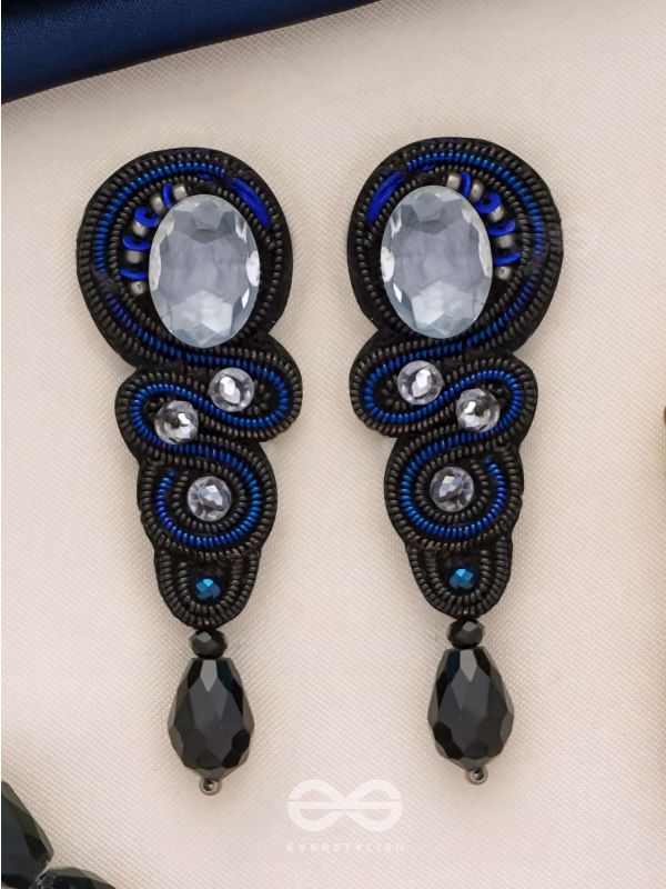 Vartulya - The Curvaceous Beauty - Stone, Beads And Sequins Hand Embroidered Earrings