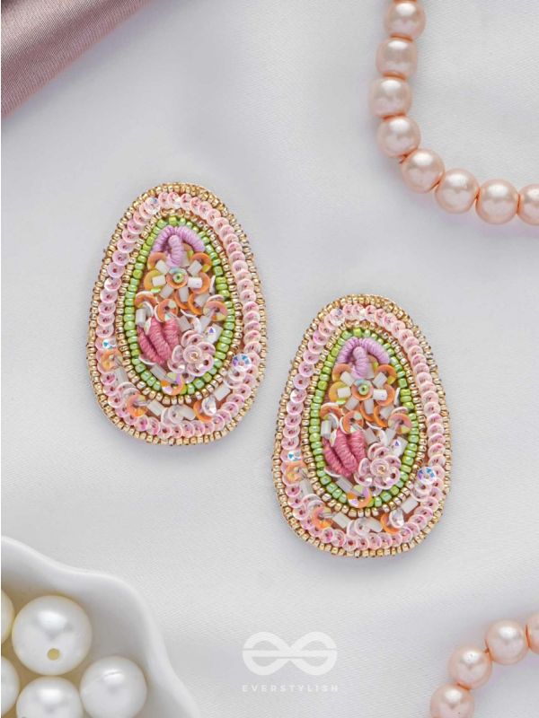 Abhra - The Clouded Glamour - Sequins, Resham And Beads Hand Embroidered Earrings