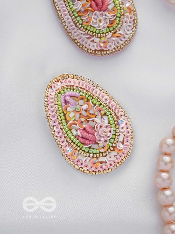 Abhra - The Clouded Glamour - Sequins, Resham And Beads Hand Embroidered Earrings