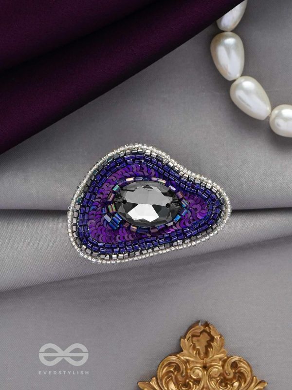 ANAVRITI - THE UNFURLING ELEGANCE - STONE, SEQUINS AND BEADS EMBROIDERED RING (PURPLE)