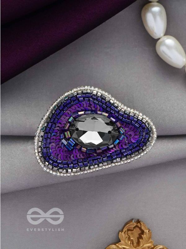 ANAVRITI - THE UNFURLING ELEGANCE - STONE, SEQUINS AND BEADS EMBROIDERED RING (PURPLE)