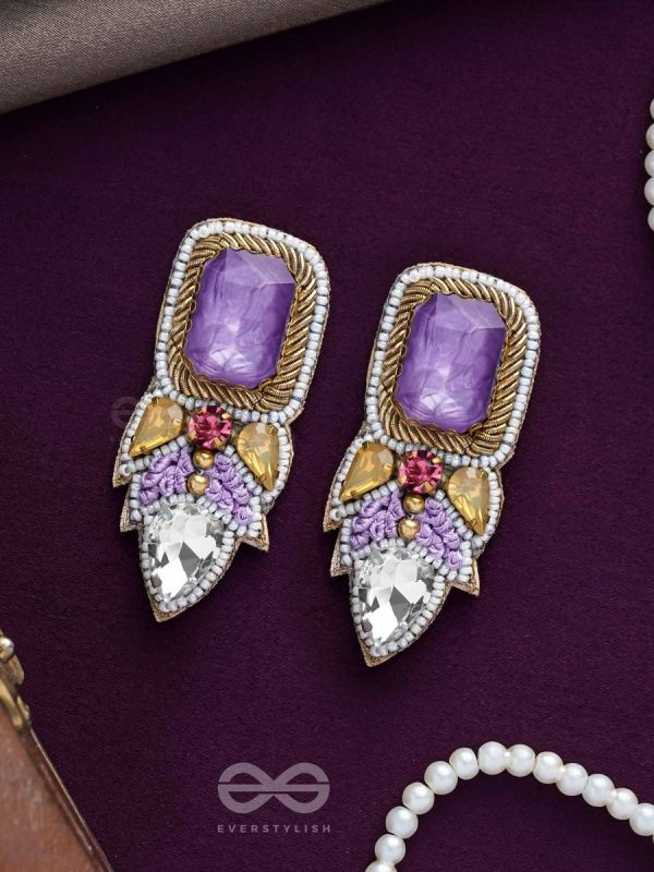 VIYATI - THE DEVIANT UNIQUENESS - STONES AND BEADS EMBROIDERED EARRINGS