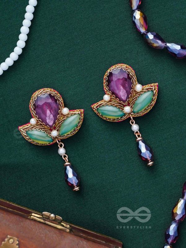 MANIRANJINI - DELIGHTENING IN JEWELS - STONES, BEADS, GLASS AND PEARL DROP EMBROIDERED EARRINGS