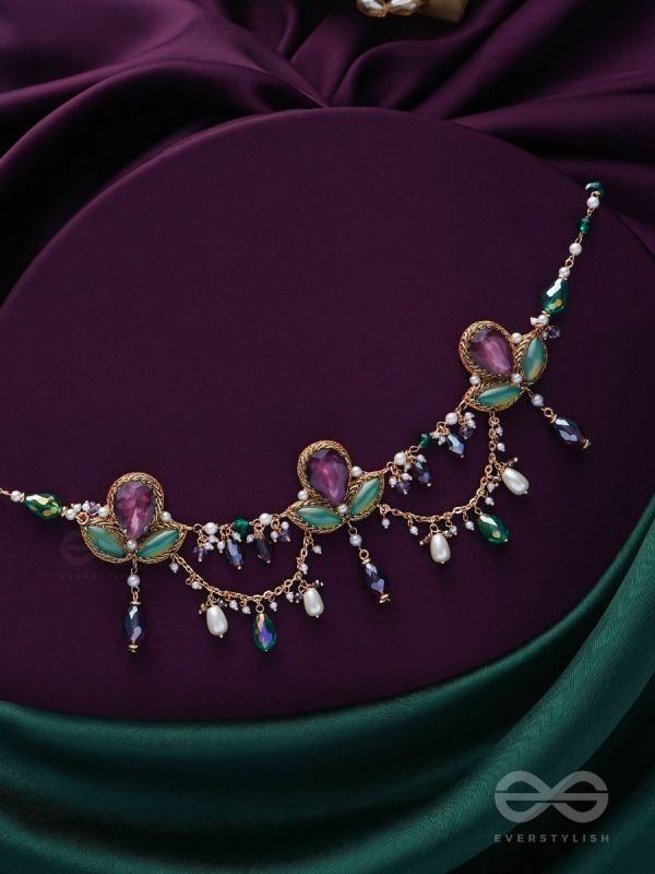 Aabharan - The Royal Ornament - Stones, Beads, Glass And Pearl Drop Embroidered Neckpiece With Anti-Tarnish Coating