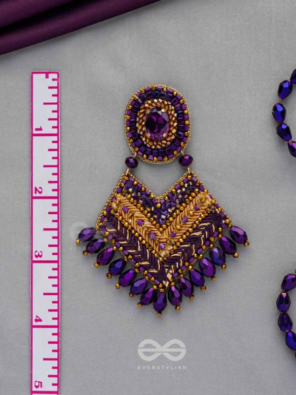 RATRIRAJA - THE DARK RADIANCE - STONE, GLASS DROP AND CUT DANA EMBROIDERED EARRINGS